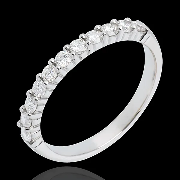 Alianza oro blanco semi empedrado - engaste garras - 0.4 quilates - 11 diamantes
