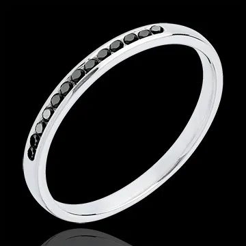 Alianza oro blanco semi empedrado diamantes negros