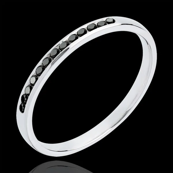 Alianza oro blanco semi empedrado diamantes negros