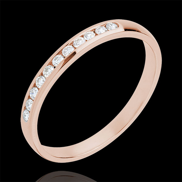 Alianza oro rosa semi empedrado - engaste raíl - 11 diamantes