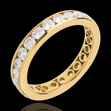 Alianza oro amarillo empedrado - engaste raíl - 1.9 quilates - 23 diamantes