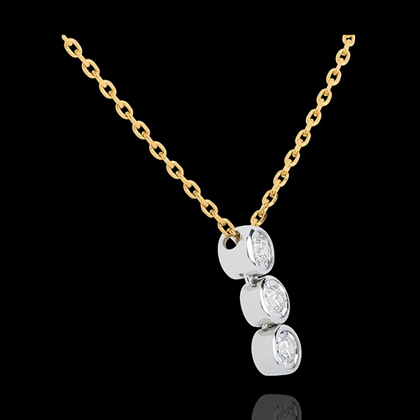 Collar Triología fugaz oro amarillo-oro blanco - 3 diamantes