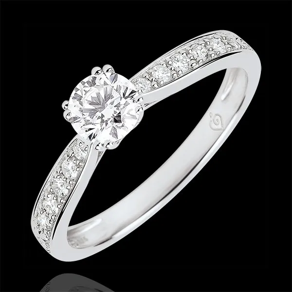 Anillo solitario Garlane 8 garras - diamante de 0.4 quilates - oro blanco de 18 quilates