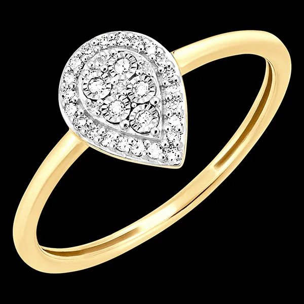 Anillo Origen - Destello Gota - oro blanco y amarillo 18 quilates y diamantes