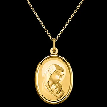 Medalla Amor Maternal Ovalada – Oro Amarillo de 18 Quilates