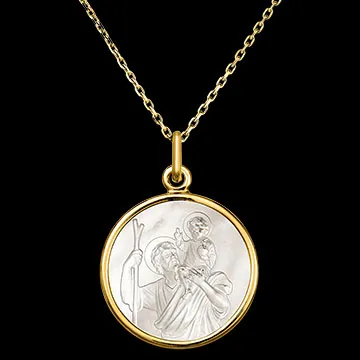 Medalla de San Cristóbal – Oro Amarillo de 18 Quilates y Nácar