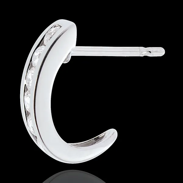 1/2 Pendientes media luna empedrado oro blanco - 0.2 quilates - 6 diamantes