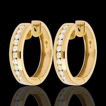 Aros oro amarillo diamantes - engaste raíl - 0,43 quilates - 24 diamantes