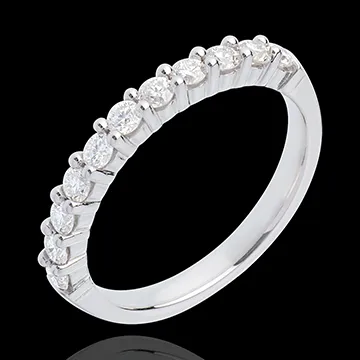 Alianza oro blanco semi empedrado - engaste garras - 0.5 quilates - 11 diamantes