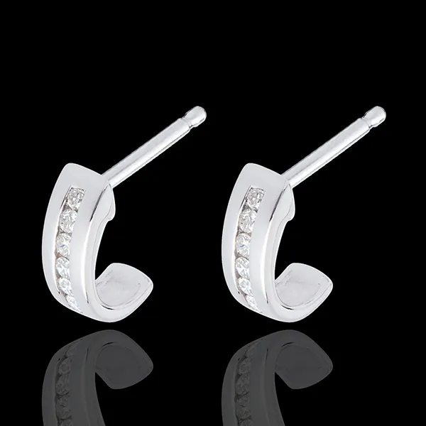 Pendientes media lunas empedrados - oro blanco - 12 diamantes
