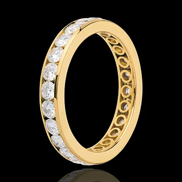 Alianza oro amarillo empedrado - engaste raíl - 1.9 quilates - 23 diamantes