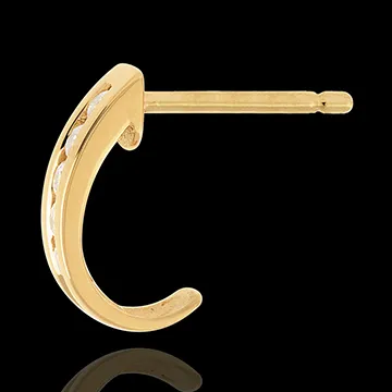 Pendientes semi lunas oro amarillo empedrados - 0.22 quilates - 12 diamantes