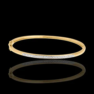 Jonc diorama barrette diamants - or jaune 18 carats - 11 diamants
