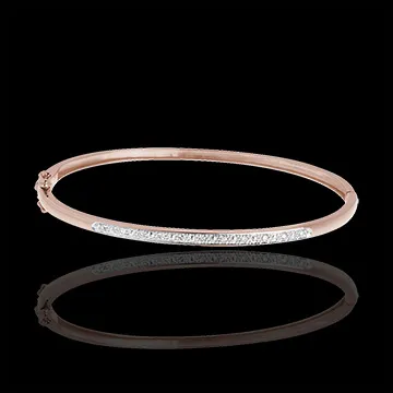 Jonc diorama barrette diamants - or rose 18 carats - 11 diamants