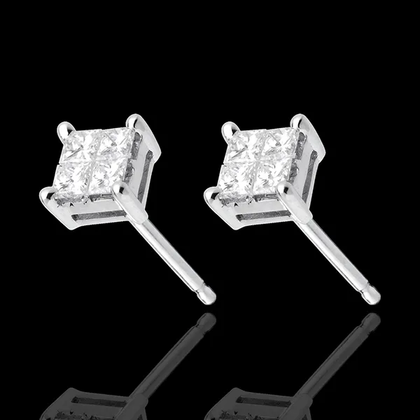 Orecchini Scacchi - Oro bianco - 18 carati - Diamanti - 0.34 carati