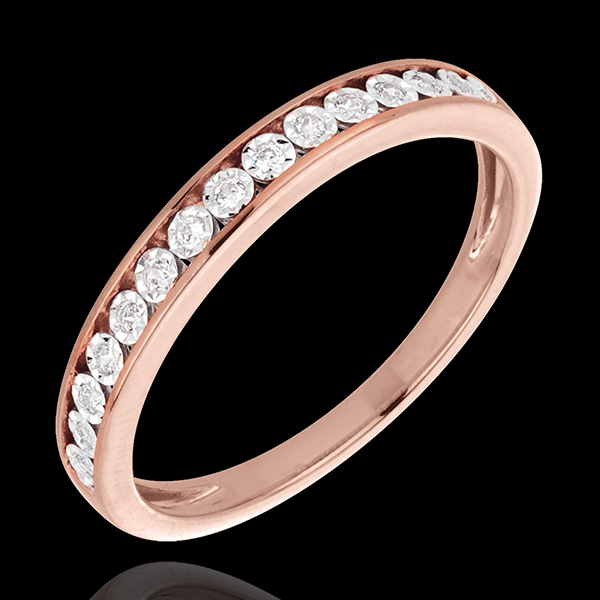 Fede nuziale Incastonature magiche - Oro rosa Diamanti