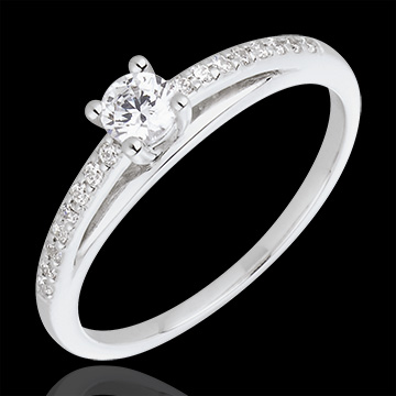 Bague de Fiançailles - Avalon - diamant 0.195 carat - or blanc 18 carats et diamant
