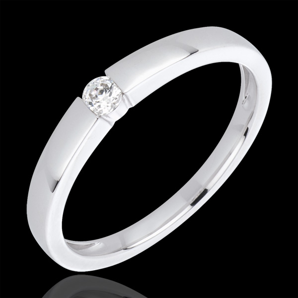 Anello Solitario Vera - Oro bianco - 18 carati - 1 Diamante 