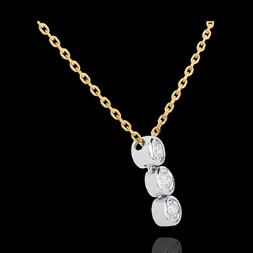 Collana Trilogy Filante - Oro giallo e Oro bianco - 18 carati -3 Diamanti