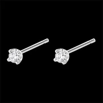 Orecchini diamanti - punto luce - Oro bianco - 18 carati - 2 Diamanti - 0.15 carati