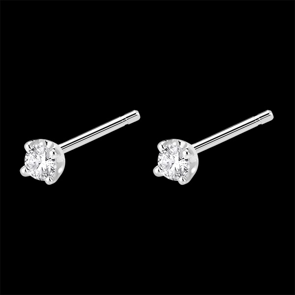 Boucles d'oreilles diamants - puces or blanc 18 carats 0.15 carat