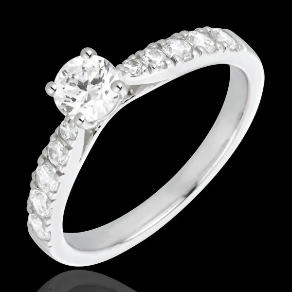 Bague Solitaire Belle Chérie or blanc 18 carats et diamants - diamant 0.4 carat