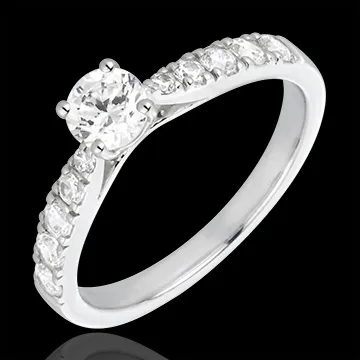 Bague Solitaire Belle Chérie or blanc 18 carats et diamants - diamant 0.4 carat