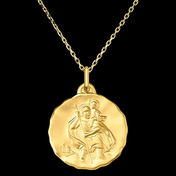 Medaglia di Protezione di San Cristoforo – Oro Giallo 9 Carati