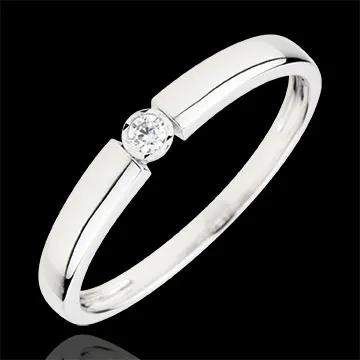 Bague Solitaire Trésor pastille - or blanc 9 carats