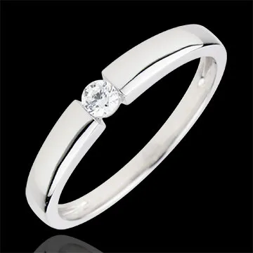 Anello Solitario Tesoro - Oro bianco - 18 carati - Diamante - 0.1 carati
