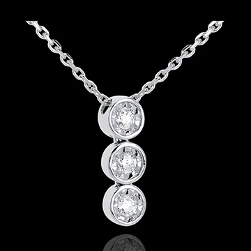 Collana Trilogy Filante -Oro bianco - 3 Diamanti -0.12 carati