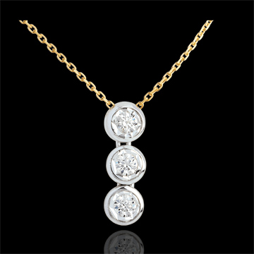 Collana Trilogy Filante - Oro giallo e Oro bianco - 18 carati - 3 Diamanti - 0.12 carati