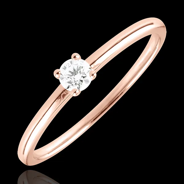 Bague de Fiançailles Or Rose Solitaire Oui - 0.1 carat - or blanc 18 carats