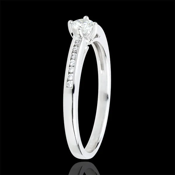 Bague Solitaire Divine 4 griffes - or blanc 9 carats