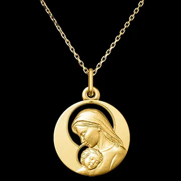 Medaglia della Madonna e del Bambino Gesù – Oro Giallo 9 Carati