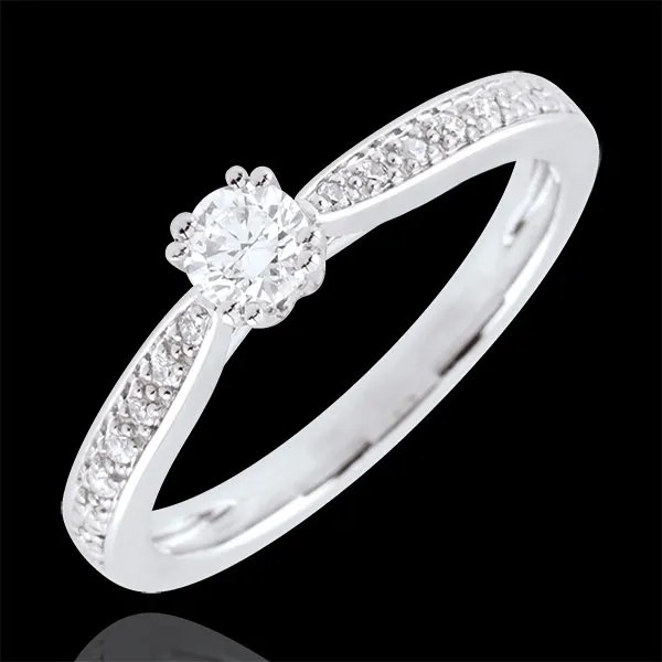 Bague solitaire Garlane 8 griffes - 0.19 carat - or blanc 18 carats