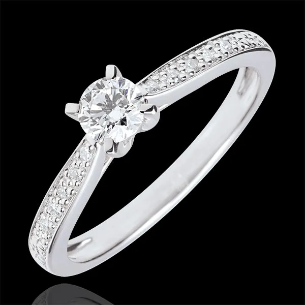 Bague solitaire Garlane 4 griffes - 0.25 carat - or blanc 18 carats