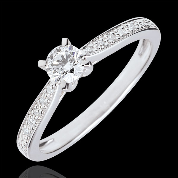 Bague solitaire Garlane 4 griffes - 0.25 carat - or blanc 18 carats