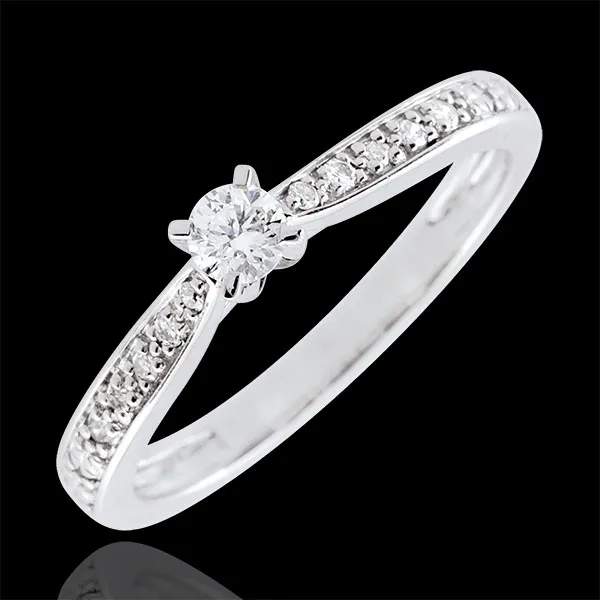 Bague solitaire Garlane 4 griffes - 0.10 carat - or blanc 18 carats