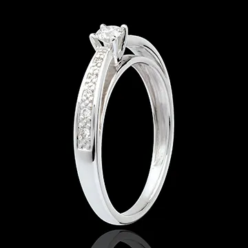 Solitaire arceau or blanc 18 carats pavé - diamant 0.15 carat