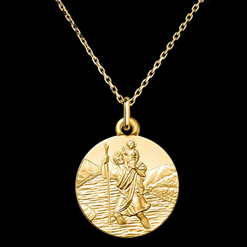 Médaille Saint Christophe et Jésus – Or Jaune 18 carats