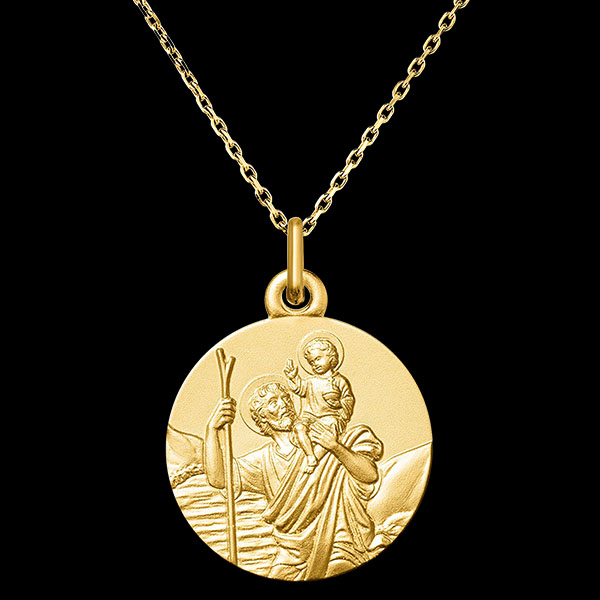 Médaille Saint Christophe, Guide Divin – Or Jaune 18 carats