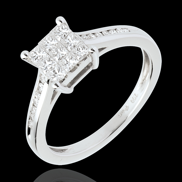 Anello Scacchi - Oro bianco - 18 carati - Diamanti - 0.48 carati