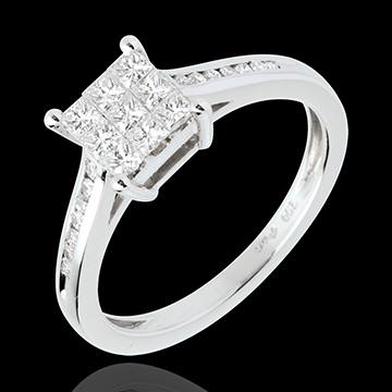 Anello Scacchi - Oro bianco - 18 carati - Diamanti - 0.48 carati