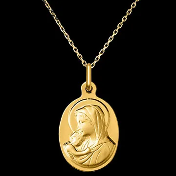 Medaglia Ovale Madonna con Bambino – Oro Giallo 18 Carati