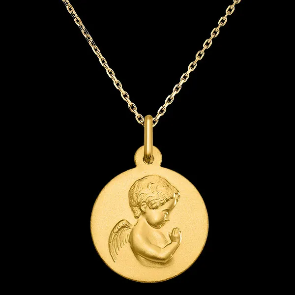 Médaille de Baptême Ange de la Foi - Or jaune 18 carats