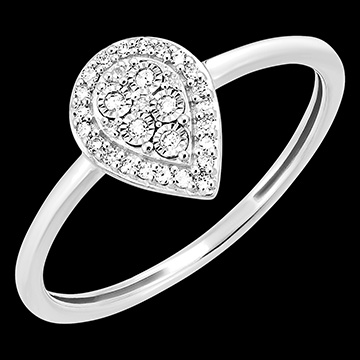 Anello Origine - Bagliore Goccia - oro bianco 18 carati e diamanti