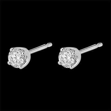 Boucles d'oreilles diamants (TGM) - puces or blanc 18 carats - 0.4 carat