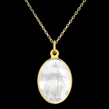 Médaille Vierge Miraculeuse – Or Jaune 18 carats et Nacre