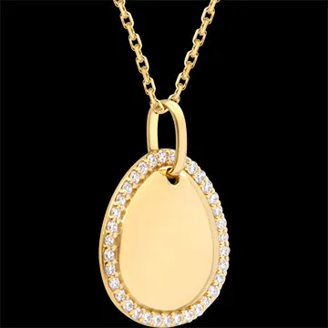 Médaille à graver sertie Aveline – Or jaune 9 carats et diamants de synthèse